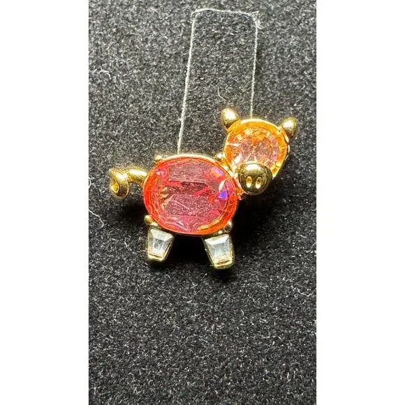 Vintage Joan Rivers Crystal Pig Brooch - Picture 1 of 4